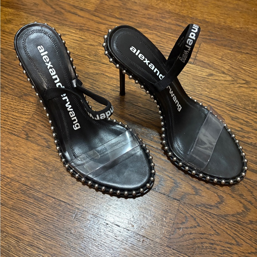 Alexander Wang Black and Silver Studded Heels